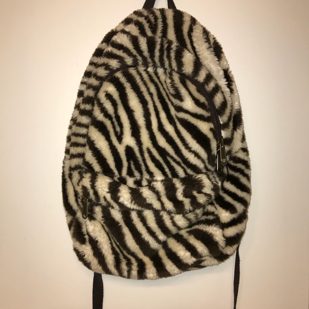Soft and fluffy PB teen zebra print backpack